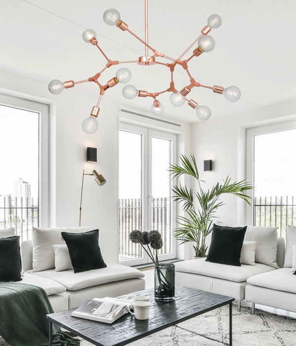 폰트 12등 인테리어 거실등 [블랙/브론즈/로즈골드]